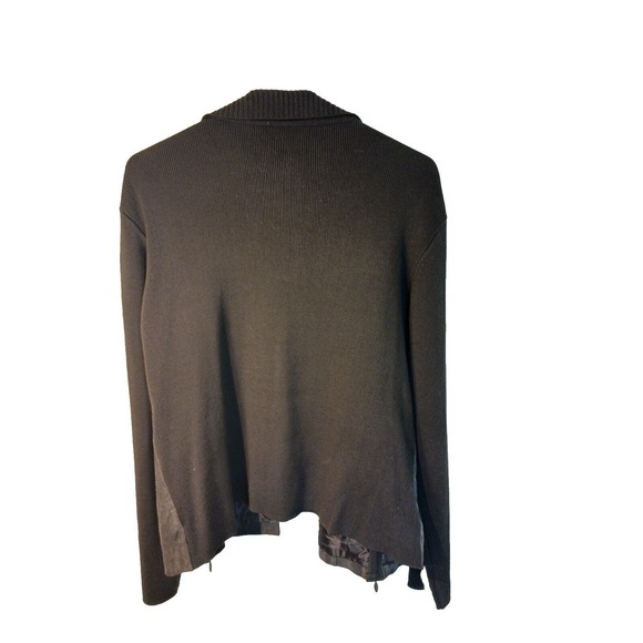 Escapade Brown Suede Front Long Sleeve Sweater Snap Front Jacket Women's LG - Picture 5 of 5